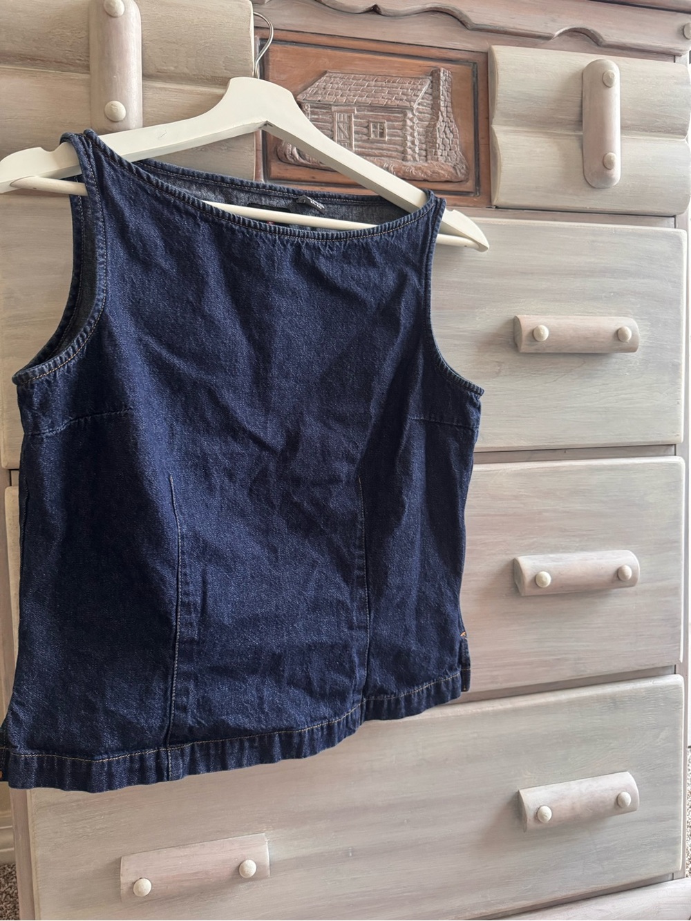 Vintage Levi's Navy Denim Tank Top - Women's Sleeveless Made in Hong Kong